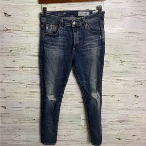 AG Adriano goldschmied Women's Dark Blue Distressed Skinny Jeans Farrah size 27